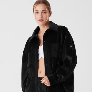 LIKE NEW ALO Ribbed Velour Mountain Side Shacket, Macchiato, size S